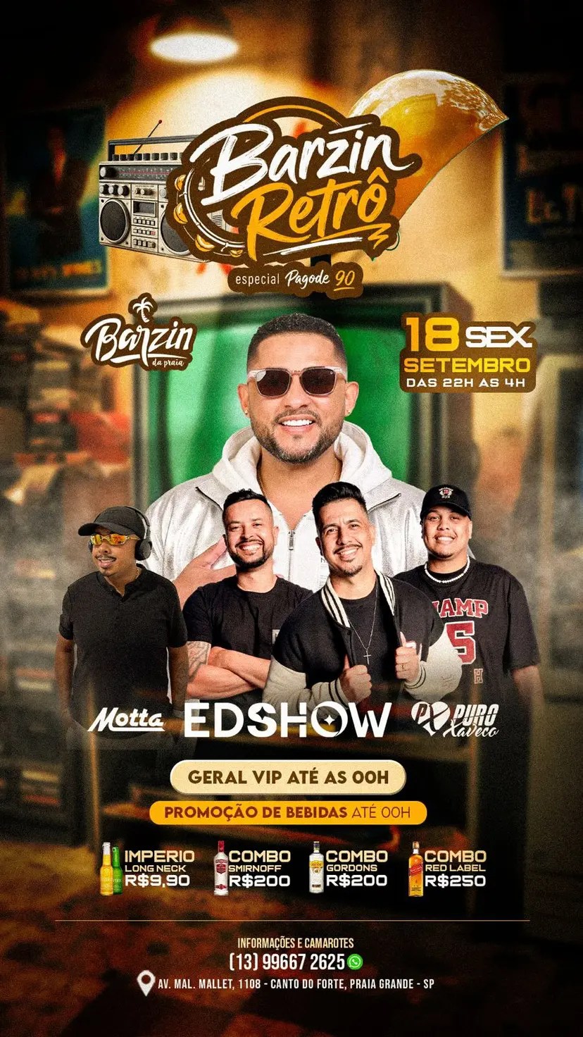 Flyer de Grupo Puro Xaveco, Edshow e DJ Motta