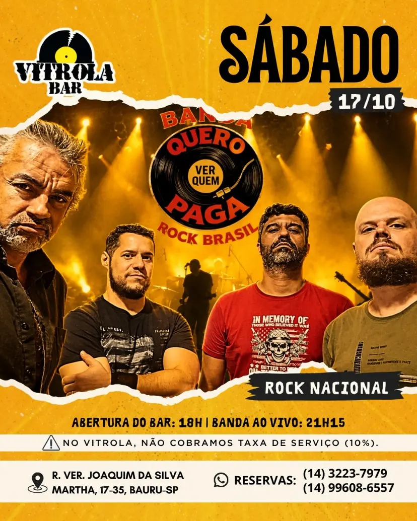 Flyer de Banda Quero Ver Quem Paga e Julio Miguel