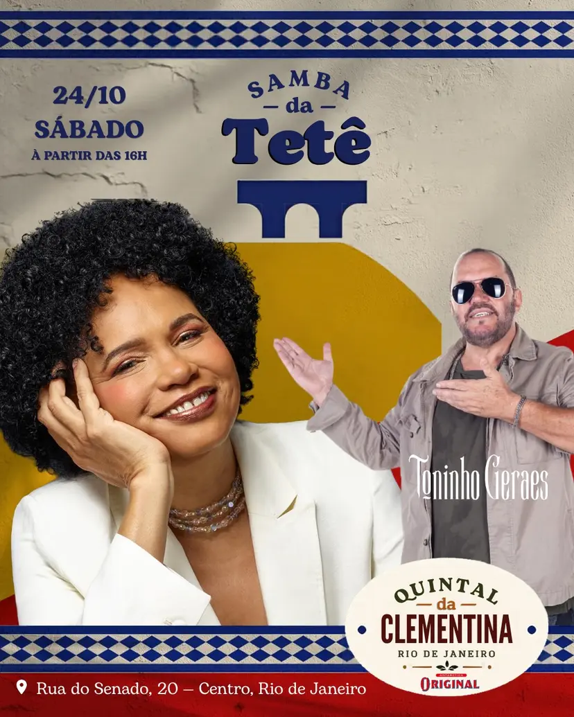 Flyer de Teresa Cristina, Toninho Geraes e alma Boêmia