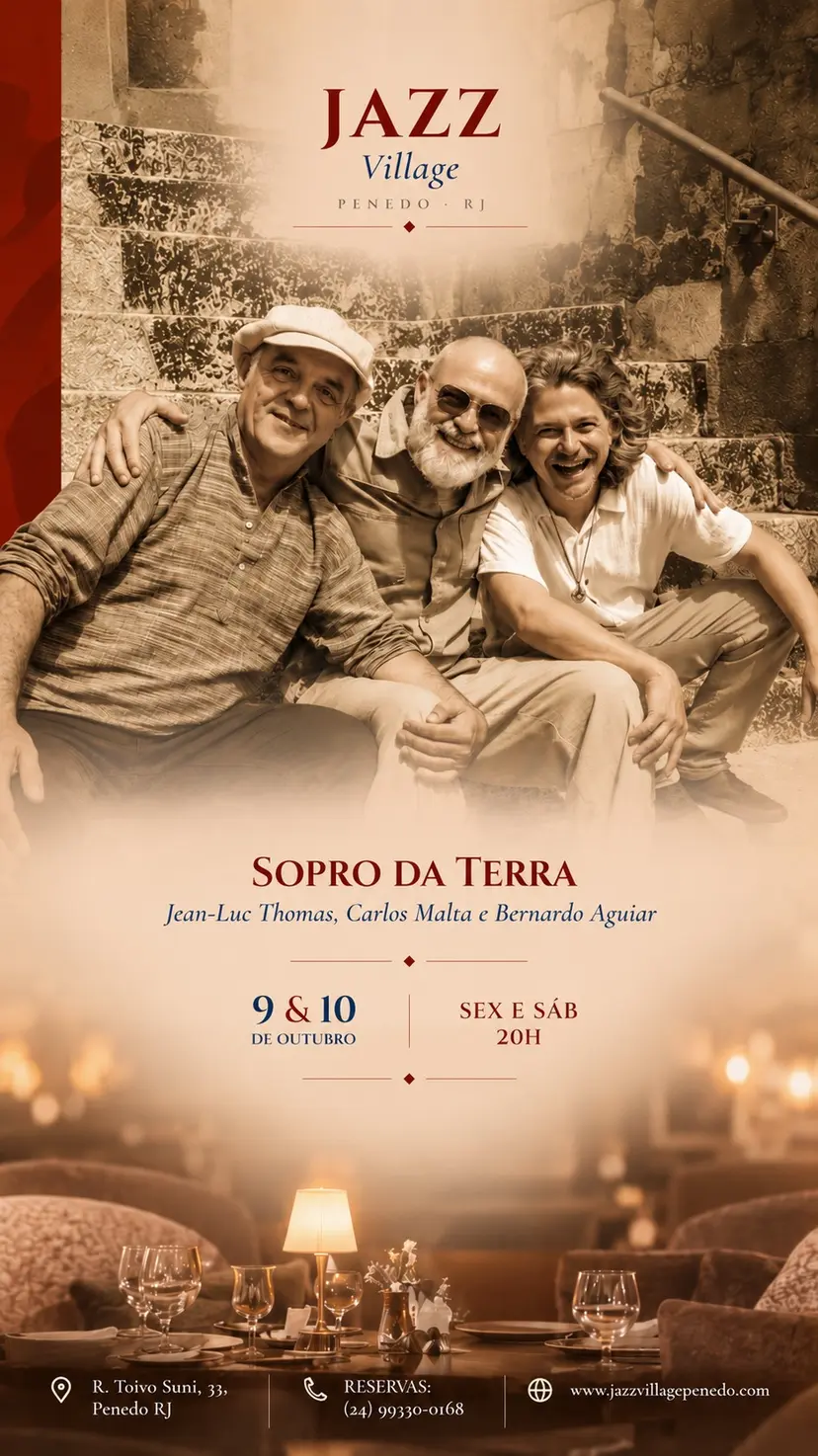 Flyer de Sopro da Terra, Jean-Luc Thomas e mais 2 artistas
