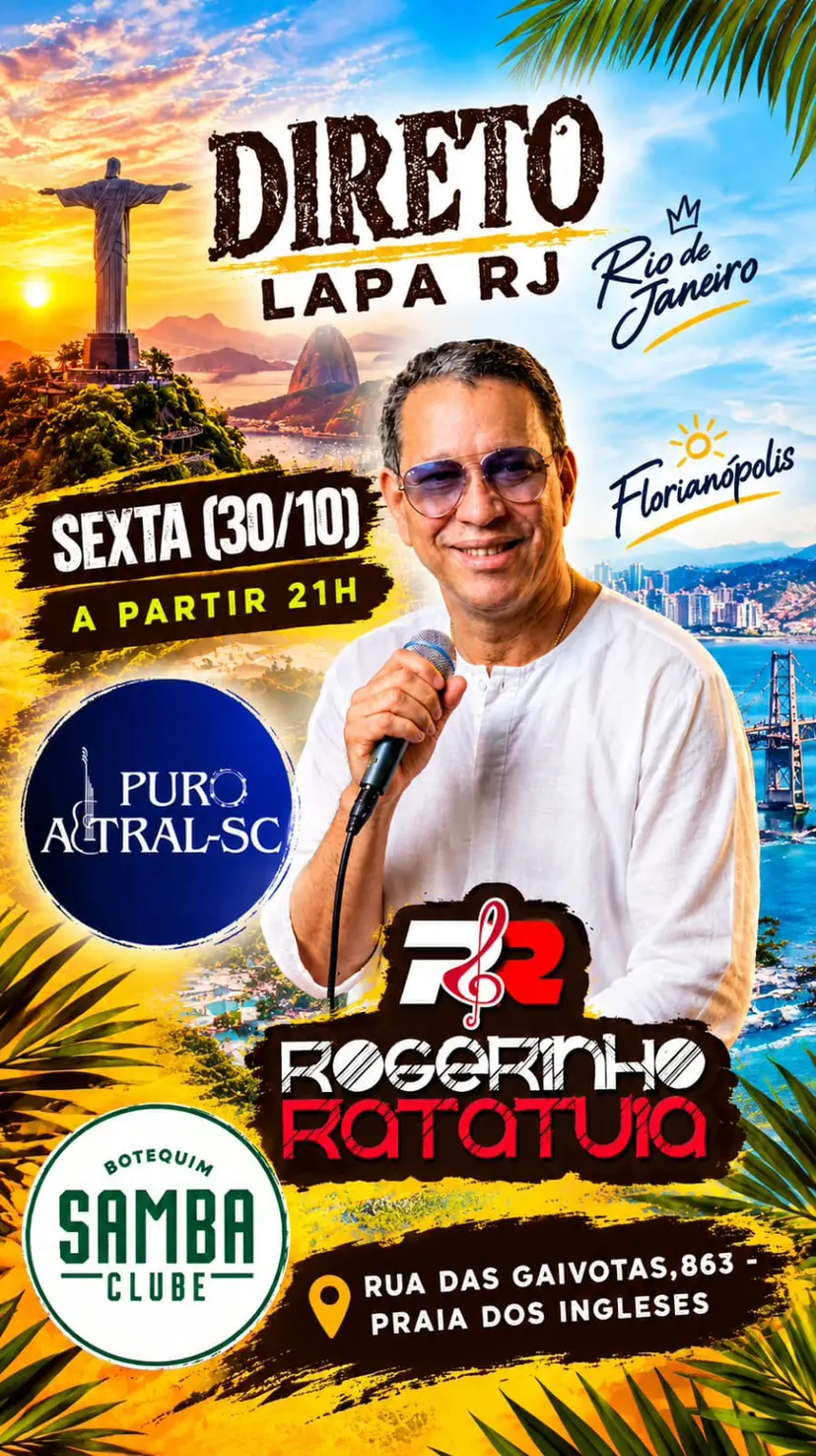 Flyer de Rogerinho Ratatuia e Puro Astral