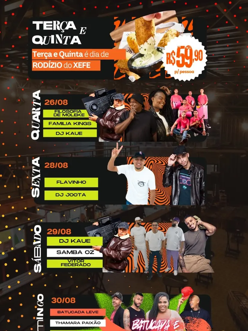 Flyer de Grupo Família Kings, DJ Kauê Rocha e mais 2 artistas