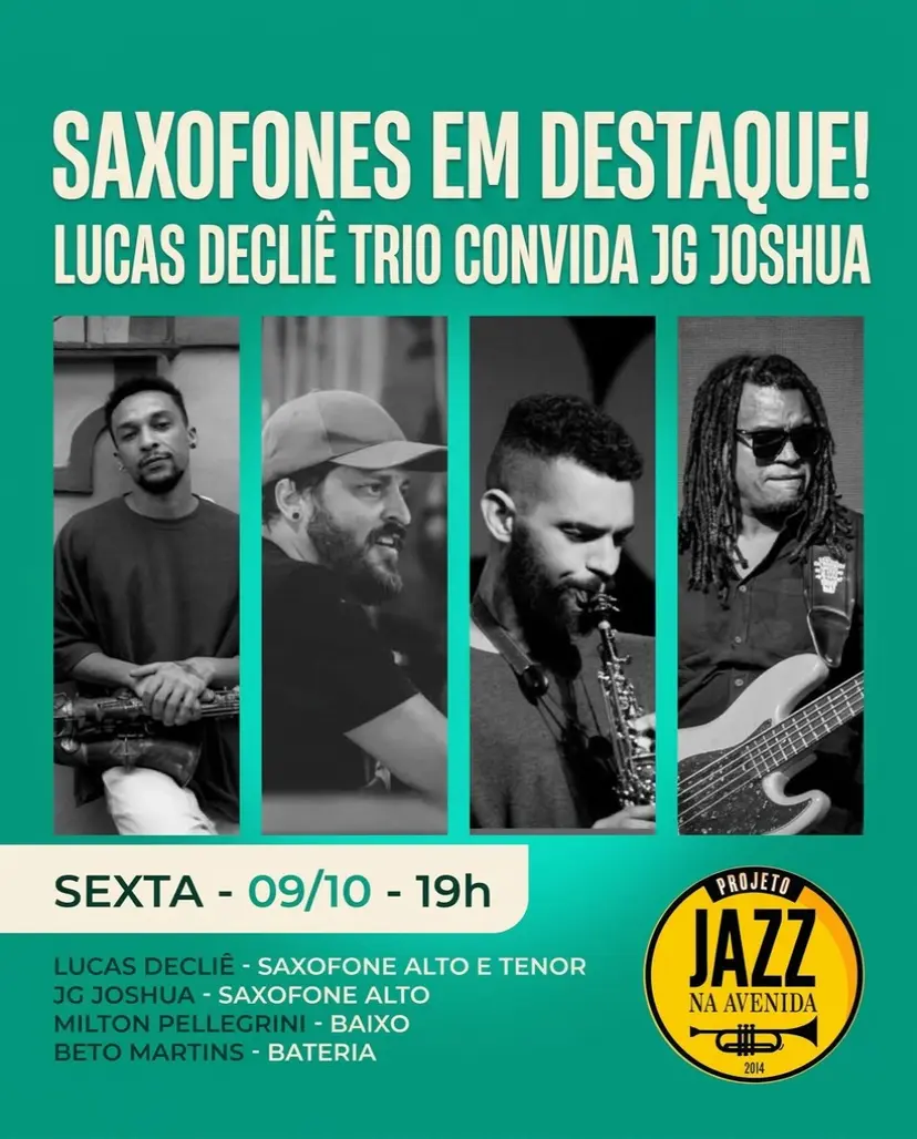 Flyer de Lucas Decliê Trio e J G.Joshua