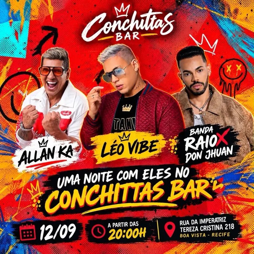 Flyer de Banda Raio X, Allan Ka e Léo Vibe