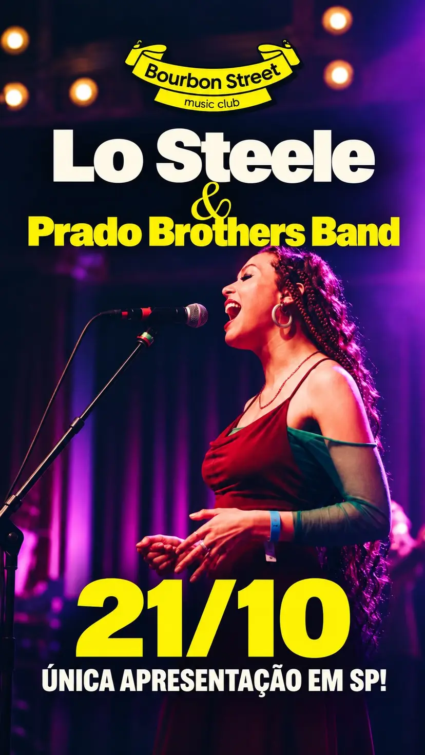 Flyer de Prado Brothers Band, Lo Steele e Igor Prado