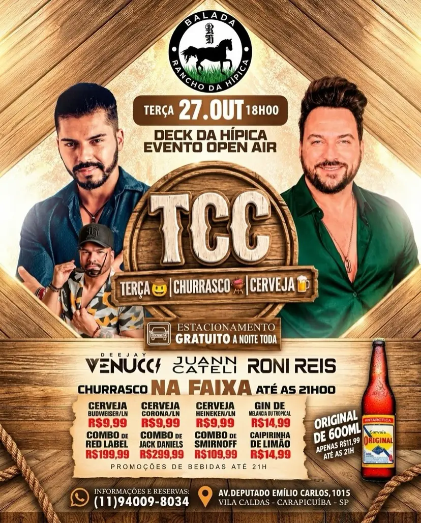 Flyer de DJ Venucci e JUANN CATELI & RONI REIS